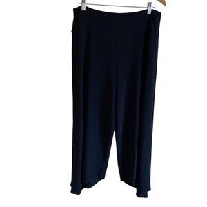 Sympli Pant Woman 10 Black Cropped Pull On Waterfall Hem Career Jersey Knit